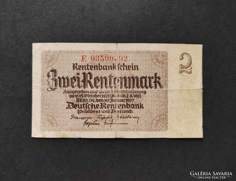 Germany 2 rentenmark / mark 1937, f+