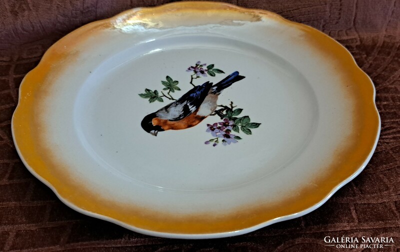 Old Zsolnay bird porcelain flat plate 1 (l4552)