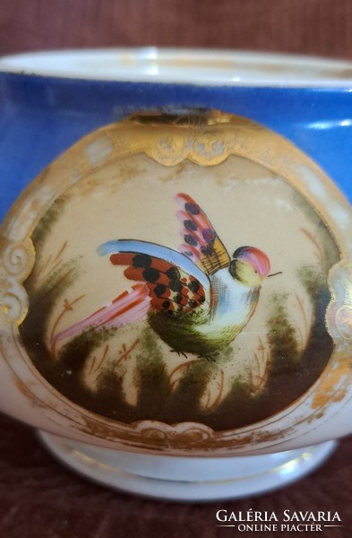 Antik madaras porcelán cukortartó, bonbonier (L4564)