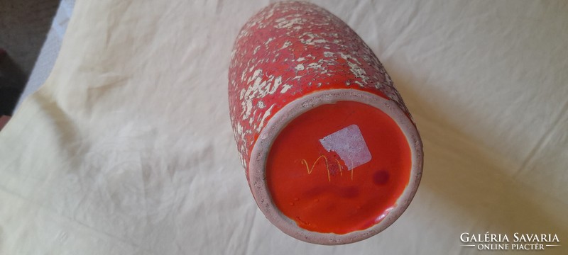 Tófej kerámia iparművész mázas váza retro 39x14cm