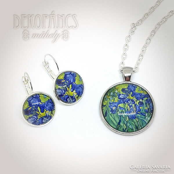 Van gogh: irises - jewelry set with glass lenses