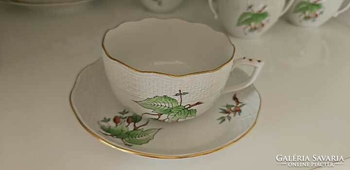 Herend rosehip tea set, with butter holder and small vase