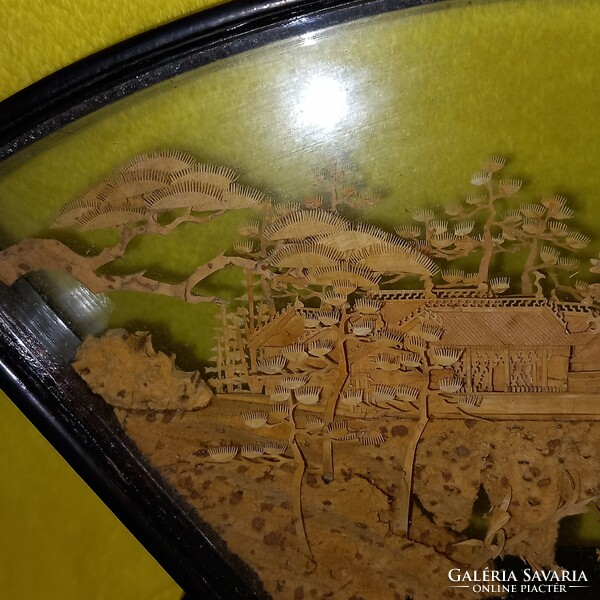 Diorama, marked Chinese picture, wood carving, decoration.