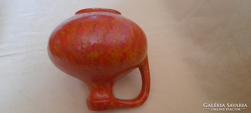Tófej ceramic craftsman glazed vase jug retro 20x18cm