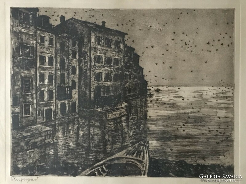 Beach of Venice, etching 70x50