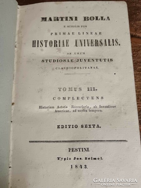 Martini Bolla E Scholis Piis primae lineae Historiae Universalis in usum ...Antik sorozat, 1843-ból