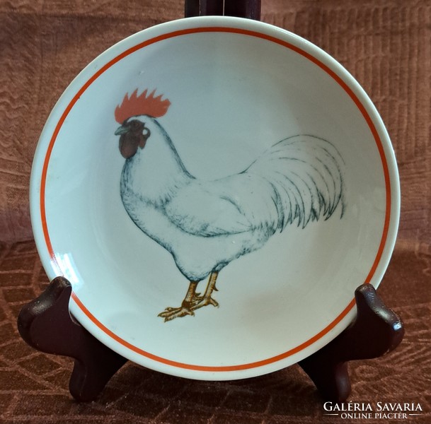 Hollóházi kakasos porcelán falitányér (L4560)