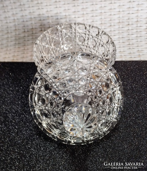 Large bohemian crystal bonbonier with lid