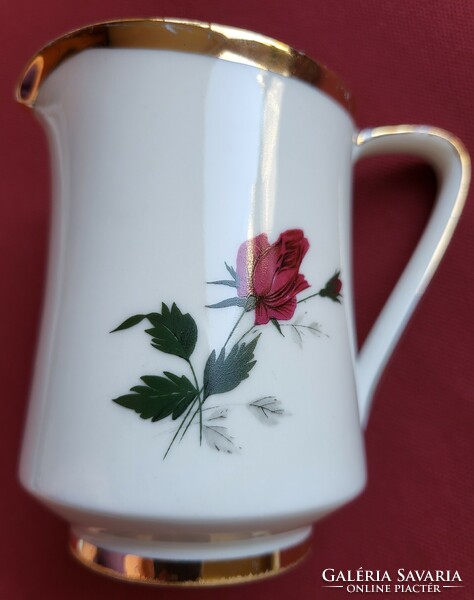 Bavaria German porcelain pouring milk cream with a rose flower pattern with a gold edge