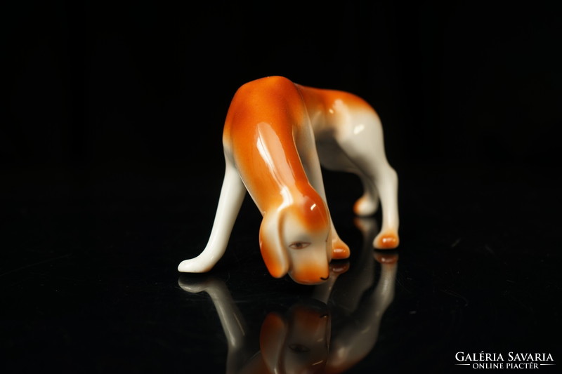Art deco Hóllóház porcelain Vizsla dog figurine / retro old dog