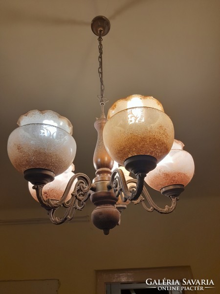 5-branch glass chandelier