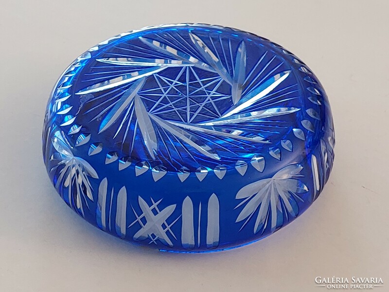 Régi ólomkristály hamutál kék kristály hamutartó