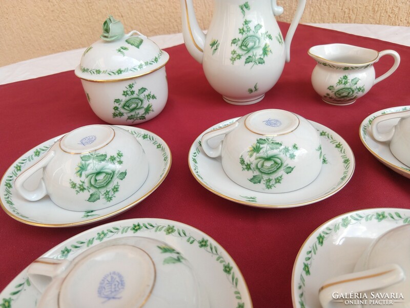 Herend 6-person rose pattern coffee set, perfect, for Easter, now without a minimum price..