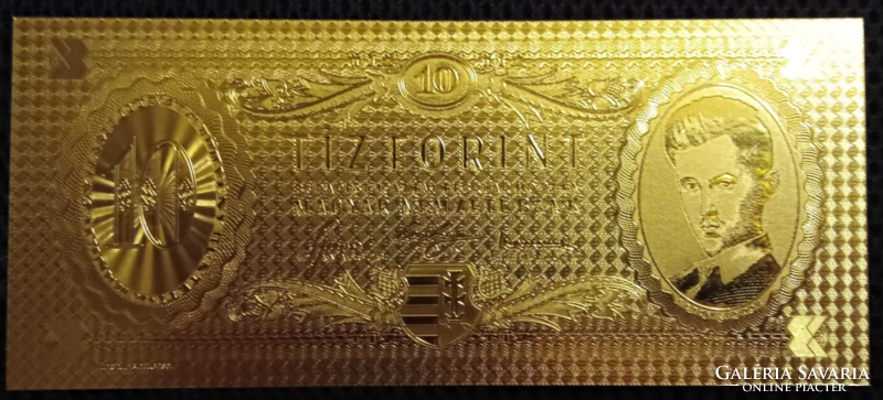 24 karátos aranyozott tíz forint / 10 forint (Petőfivel)