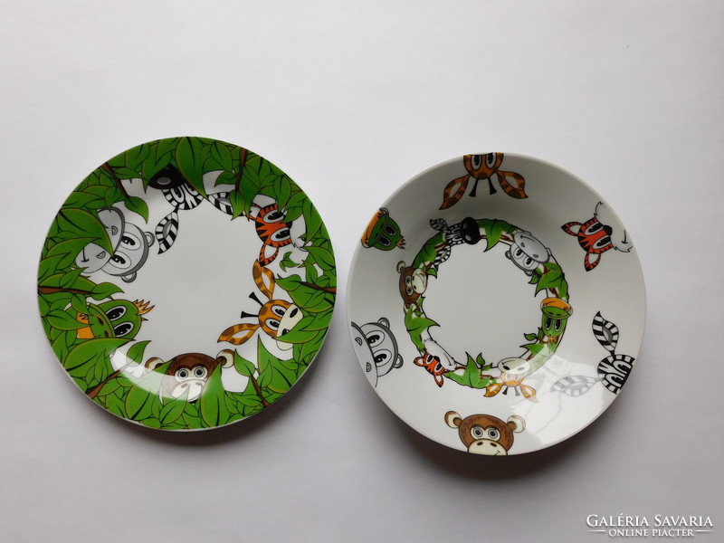 Children's plate set (deep and flat) with African animals