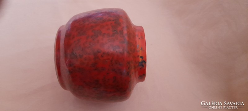 Tófej kerámia iparművész mázas váza retro 10x12cm
