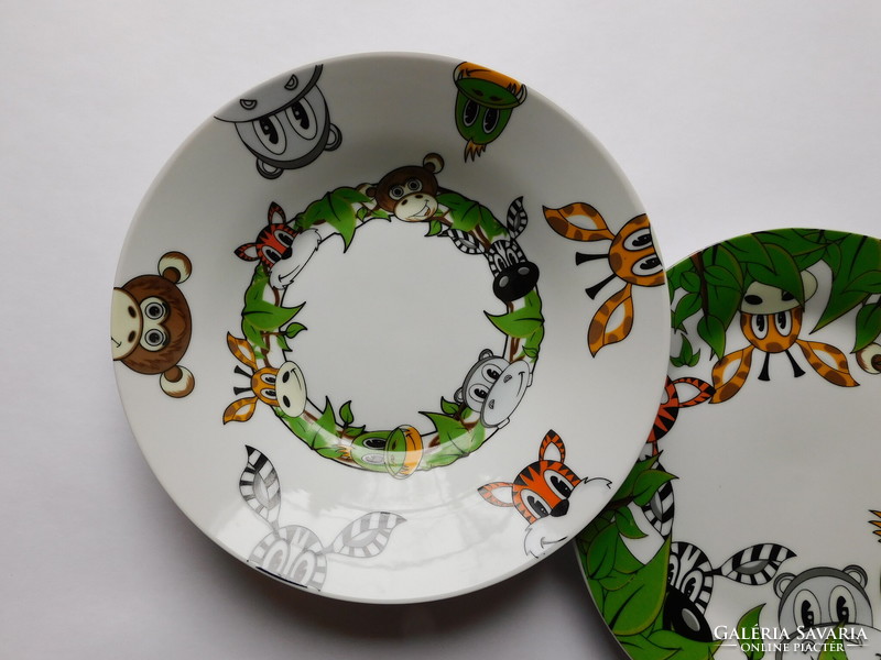 Children's plate set (deep and flat) with African animals