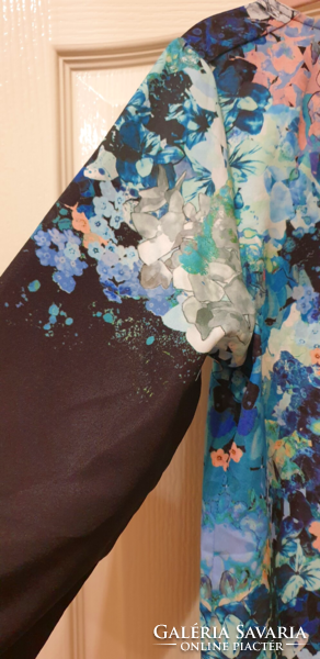 Elegant dress with blue pattern, size 40