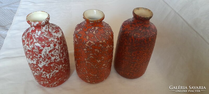 Tófej ceramic industrial artist glazed vase retro 21x11cm 3 pcs in one