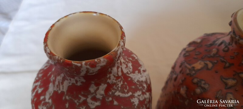 Tófej kerámia iparművész mázas váza retro 21x11cm 3db egyben