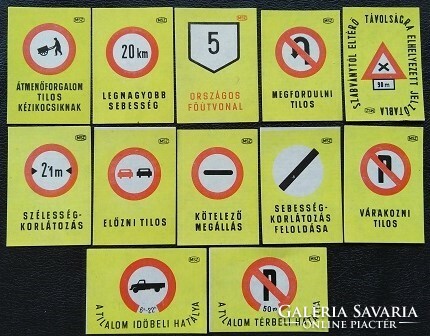 Gy54 / 1962 value of 12 matchsticks from the series of traffic signs issued on a yellow background