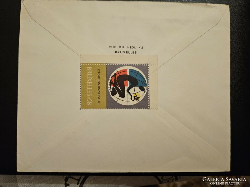 1958-as Ajánlott levél +levélzáró Brüsszel