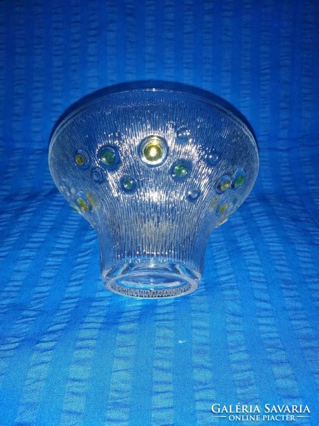 Glass bowl with yellow green pattern 14 cm (a7)