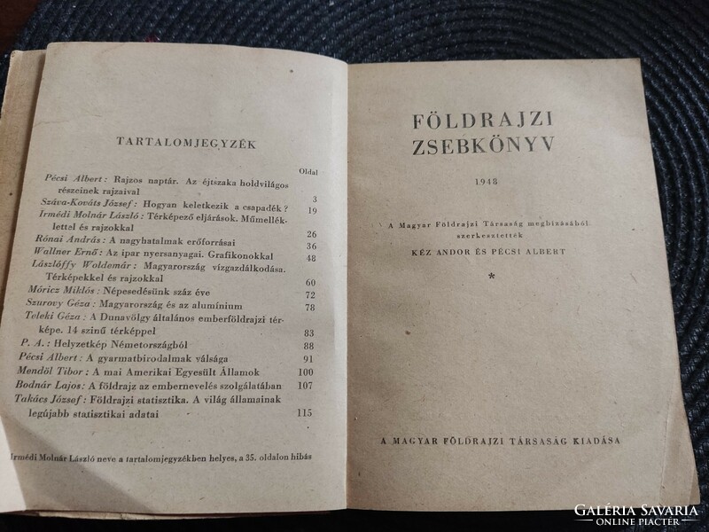 Földrajzi zsebkönyv '1948"