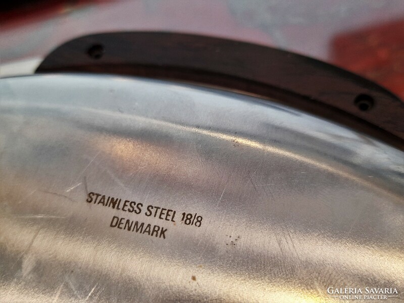 2 db. STELTON retró dán design acél tálca teak fogantyúkkal