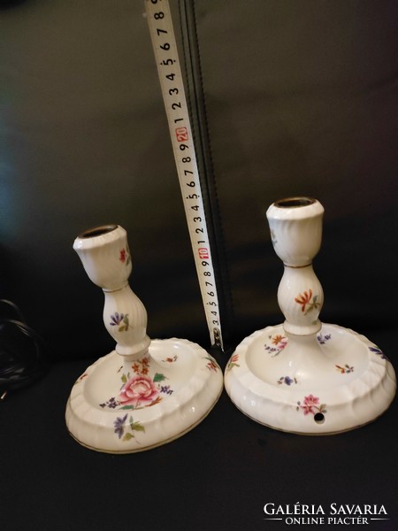 Pair of Herend candlesticks, defective, glued 15 cm