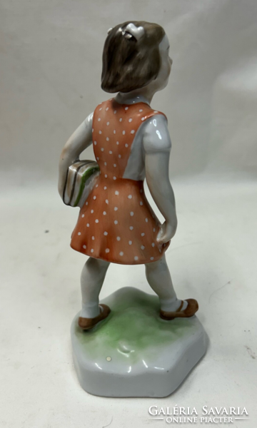 Rare Zsolnay school or bookish girl porcelain figurine in perfect condition 18.5 cm.