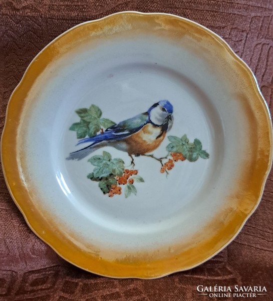 Old Zsolnay bird porcelain dessert plate 2 (l4555)