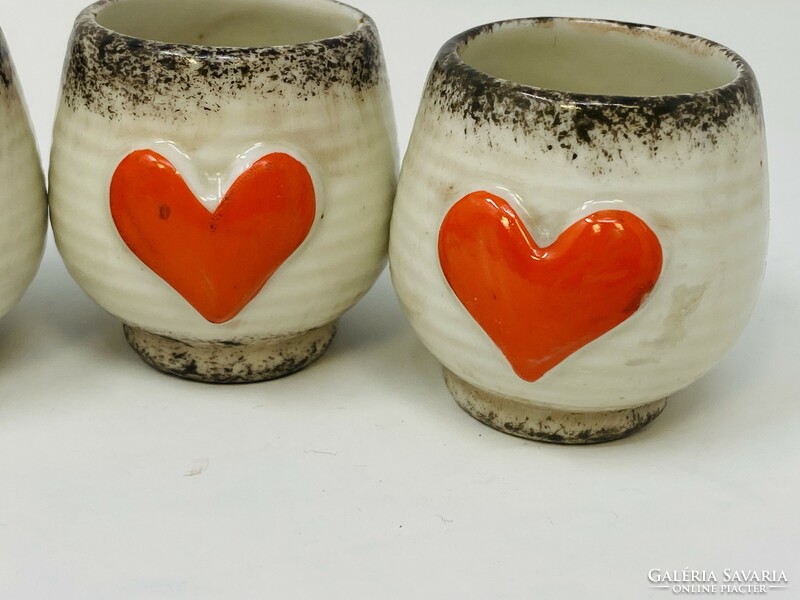 5db Antik Hummel Goebel TMK1 fajansz kis feles pohár cuki romantikus szív dekorral RZ