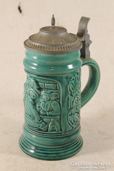 Ceramic beer mug with tin lid 342