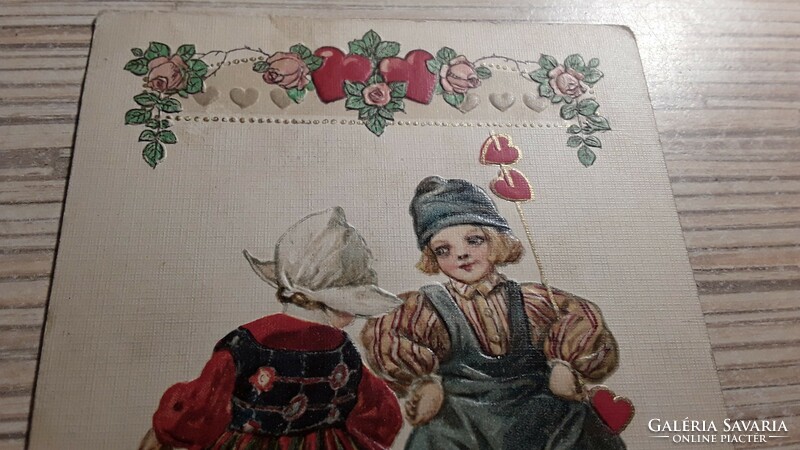 Antique embossed greeting postcard.