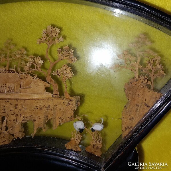 Diorama, marked Chinese picture, wood carving, decoration.