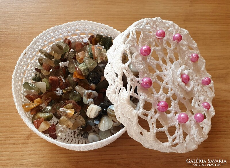 Handmade crochet jewelry storage box decoration