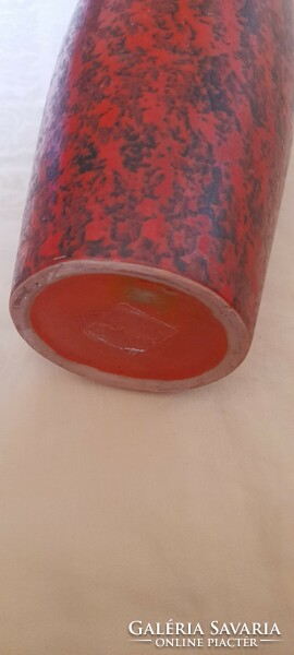 Tófej kerámia iparművész mázas váza retro 27x12cm 01