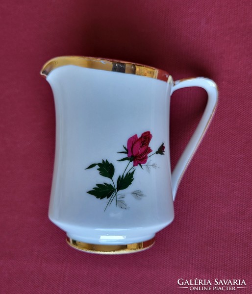 Bavaria German porcelain pouring milk cream with a rose flower pattern with a gold edge