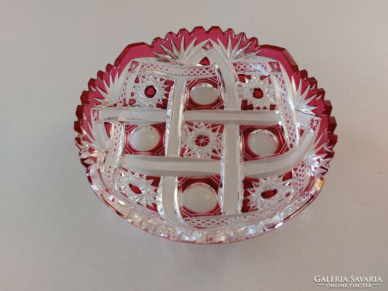 Old lead crystal bowl polished crystal decorative bowl 14 cm