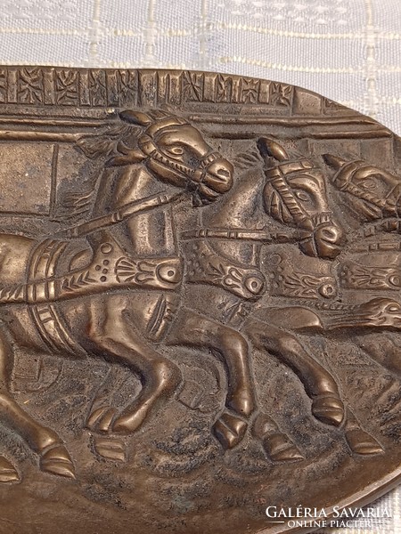 Bronze copper ashtray with scene