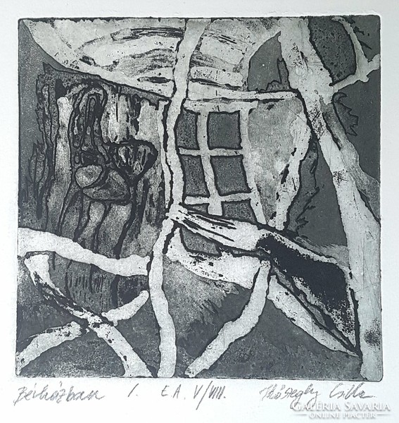 Kőszeghy Csilla - Bérházban I. 14 x 14 cm rézkarc