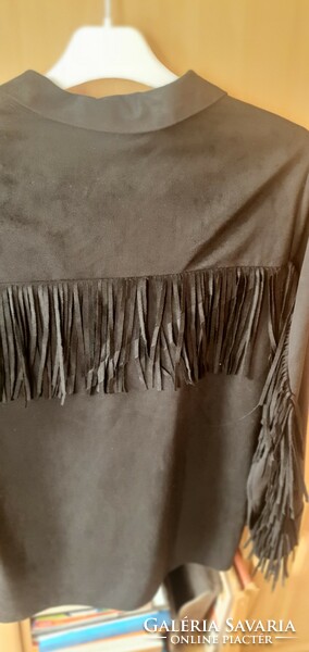 Western fringed shirt in black, size S