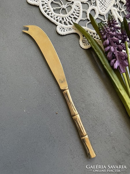 Old copper alloy cheese knife with bamboo pattern. Nice condition, showy piece