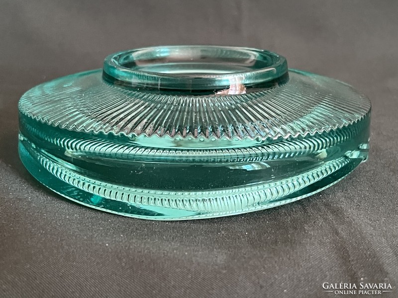 Rudolf Jurnikl Turkish Green Glass Ashtray Sklo Union Rosice Glass Factory (u0026)