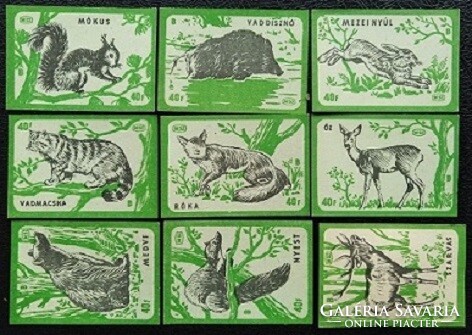 Gy2 / 1959 forest animals match tag full row of 9 pcs