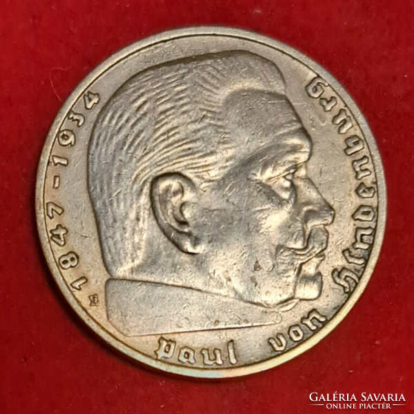 Ritka! Horogkeresztes ezüst 2 reichsmark 1939. E Harmadik Birodalom, csak 251000 darab készült (156)
