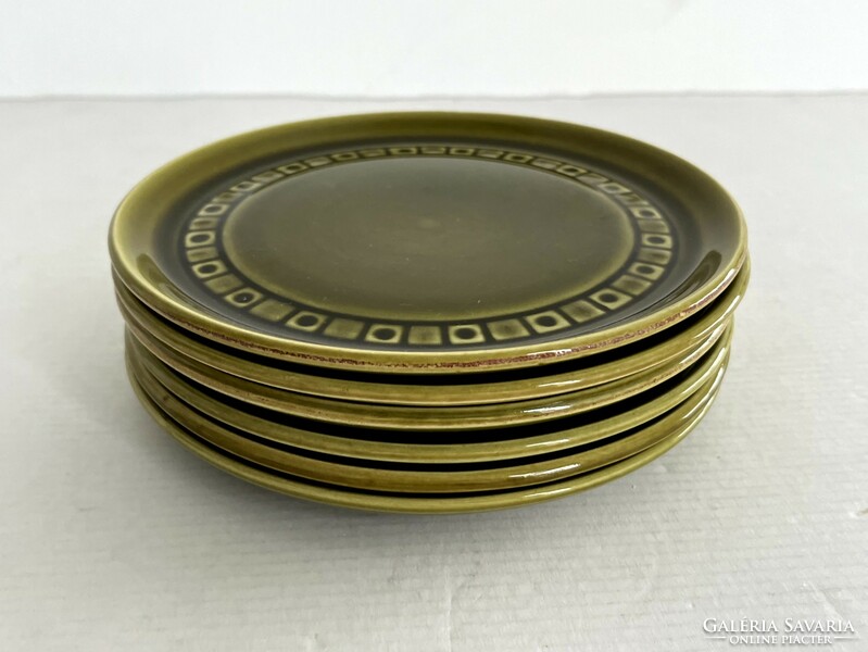 Retro, vintage 6 pieces of Kispest granite - László Zahajszky - flat plate, small plate, plate