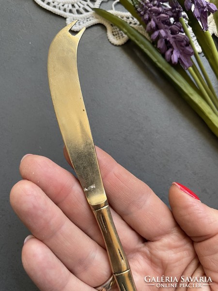 Old copper alloy cheese knife with bamboo pattern. Nice condition, showy piece