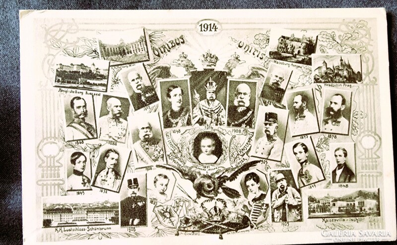 1914 Hungarian king Emperor Franz Joseph's motto viribus unitis original contemporary photo - sheet image